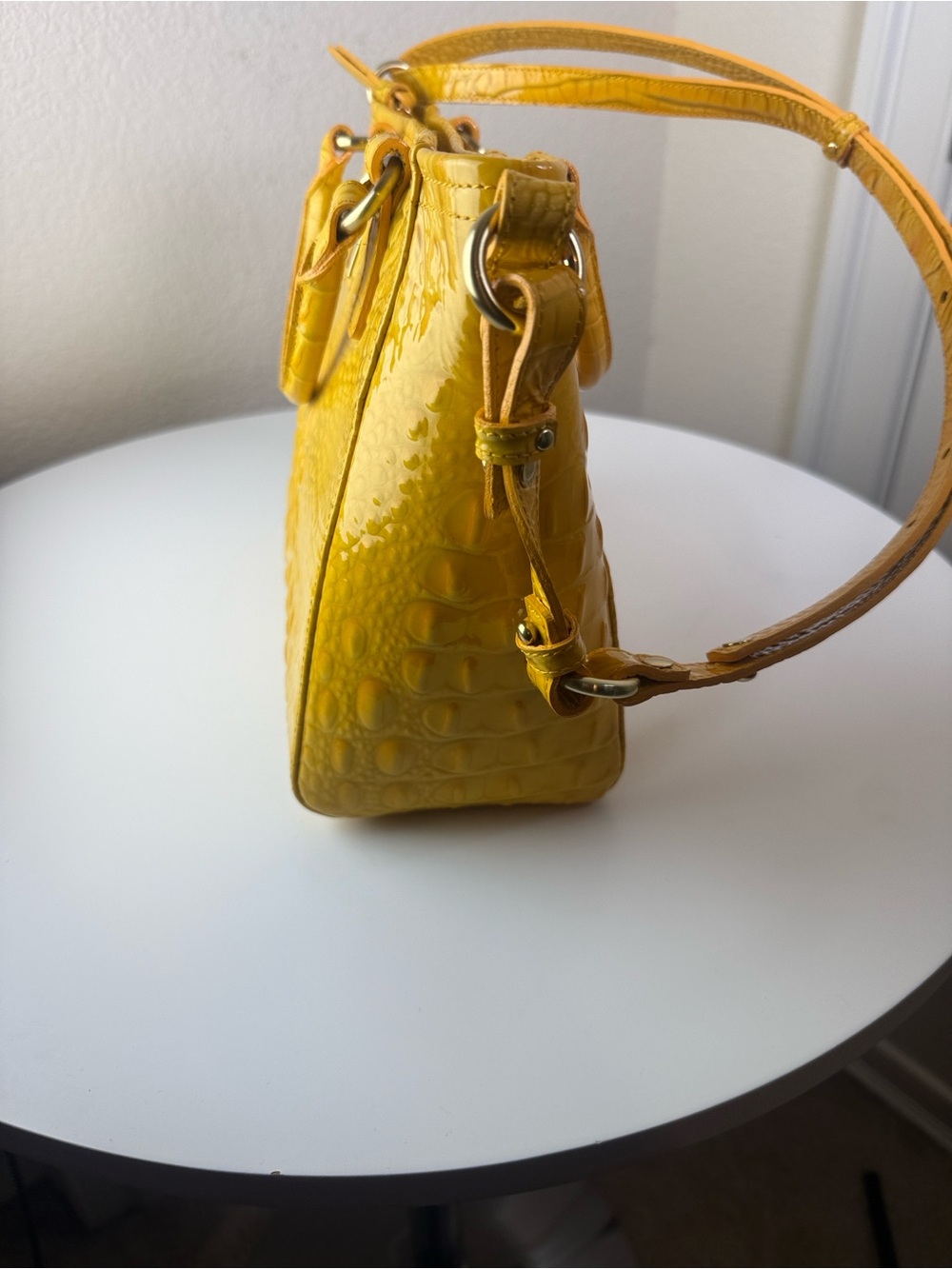 Brahmin Medium Asher Tote in Yellow Melbourne Croc Embossed Leather - Picture 6 of 12